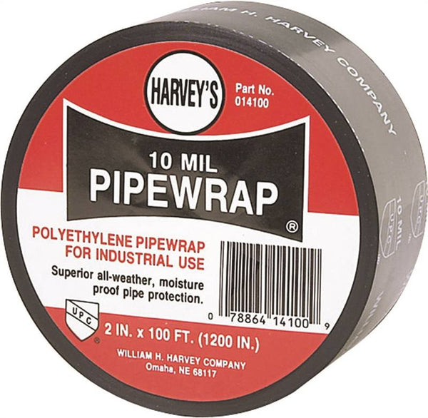 Harvey 014100 Pipe Wrap, 100 ft L, 2 in W, 10 mil Thick, Black