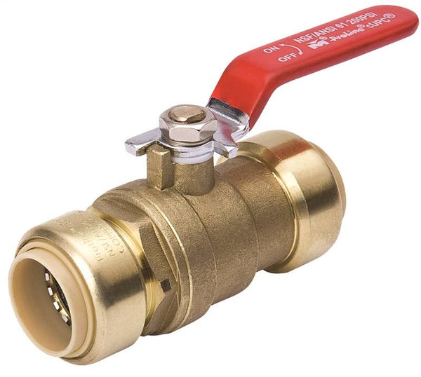 B & K 107-064HC Ball Valve, 3/4 in Connection, Push-Fit, 200 psi Pressure, Manual Actuator, Brass Body