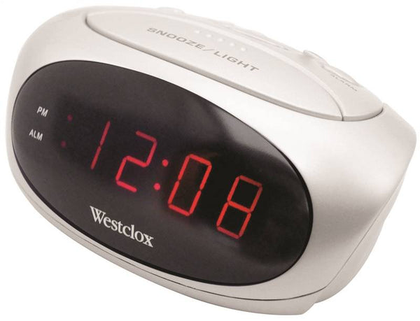Westclox 70044B Alarm Clock, LED Display, White Case