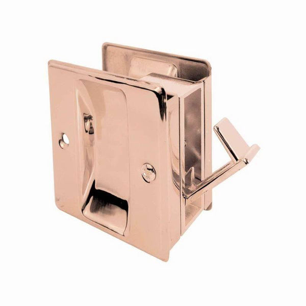 Prime-Line N 6770 Pocket Door Lock and Pull, Brass, Polished Brass