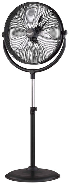 PowerZone FES50-T5 High-Velocity Pedestal Stand Fan, 120 V, 1.25 A, 20 in Dia Blade, 3-Blade, Metal Blade, Black