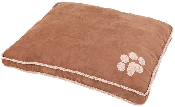 Aspenpet 80390 Pillow Pet Bed, 36 in L, 45 in W, Paw Print Pattern, High-Loft Recycled Polyfill Fill, Dark Tan