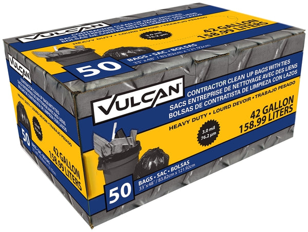 Vulcan FG-03812-08A Contractor Bag, 42 gal Capacity, Black