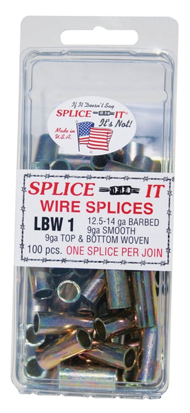 NEW FARM LBW1 Wire Splice, Stainless Steel, For: 12.5 to 14 ga Barbed Wire, 9 ga Top and Bottom Woven Fence