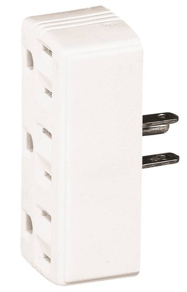 Eaton Cooper Wiring 1147W-BOX Outlet Adapter, 2 -Pole, 15 A, 125 V, 3 -Outlet, NEMA: NEMA 5-15R