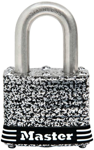 Master Lock 3SSKADHC Padlock, Keyed Alike Key, 9/32 in Dia Shackle, 3/4 in H Shackle, Stainless Steel Shackle, Laminated