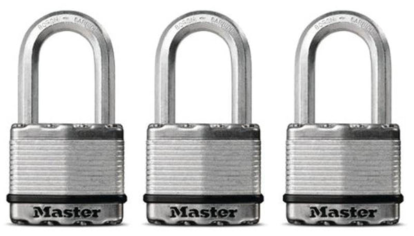 Master Lock Magnum Series M5XTRILHCCSEN Padlock, Keyed Different Key, 3/8 in Dia Shackle, 2 in H Shackle, Zinc