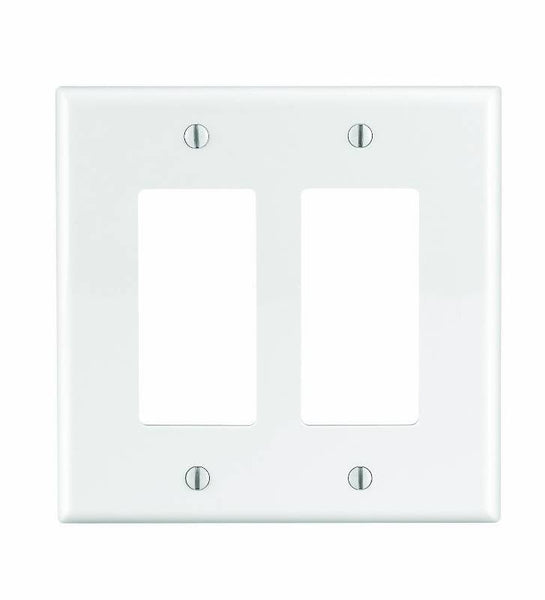 Decora PJ262-W Wallplate, 4.88 in L, 4.94 in W, 2 -Gang, Nylon, White