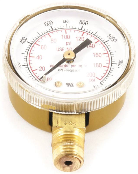 Forney 87729 Regulator Gauge, 0 to 200 psi Pressure, 1/4 in Connection, NPT