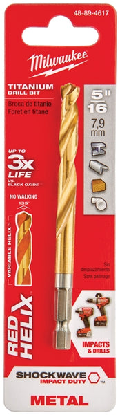 Milwaukee 48-89-4617 Impact Drill Bit, 5/16 in Dia, 4.37 in OAL, Twist Flute, 1/4 in Dia Shank, Hex Shank