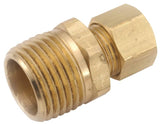 Anderson Metals 750068-0602 Pipe Connector, 3/8 x 1/8 in, Compression x MPT, Brass, 200 psi Pressure