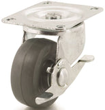 DH CASTERS C-GD30MRSB Swivel Caster, 3 in Dia Wheel, 1-1/4 in W Wheel, Rubber Wheel, Gray, 225 lb