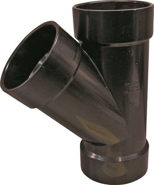 CANPLAS 102304LBC Pipe Wye, 4 in, Hub, ABS, Black