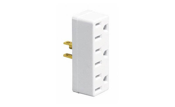 Leviton 007-00697-00W Triple Tap Outlet Adapter, 2 -Pole, 15 A, 125 V, 3 -Outlet, NEMA: NEMA 5-15R, 1-15R, White