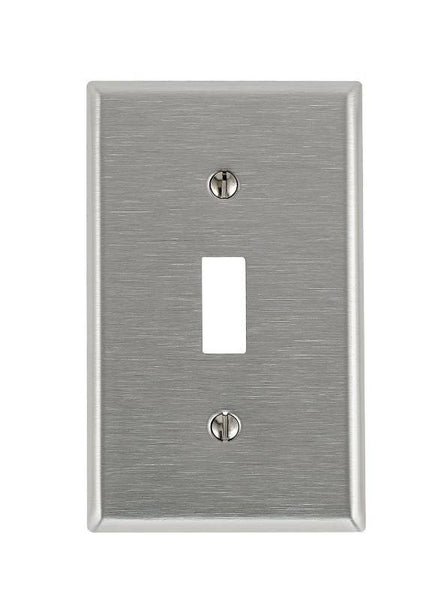 Leviton 003-84001-000 Wallplate, 4-1/2 in L, 2-3/4 in W, 1 -Gang, 430 Stainless Steel, Stainless Steel, Satin