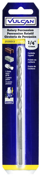 Vulcan 202571OR Drill Bit, 1/4 in Dia, 6 in OAL, Percussion, Spiral Flute, Straight Shank
