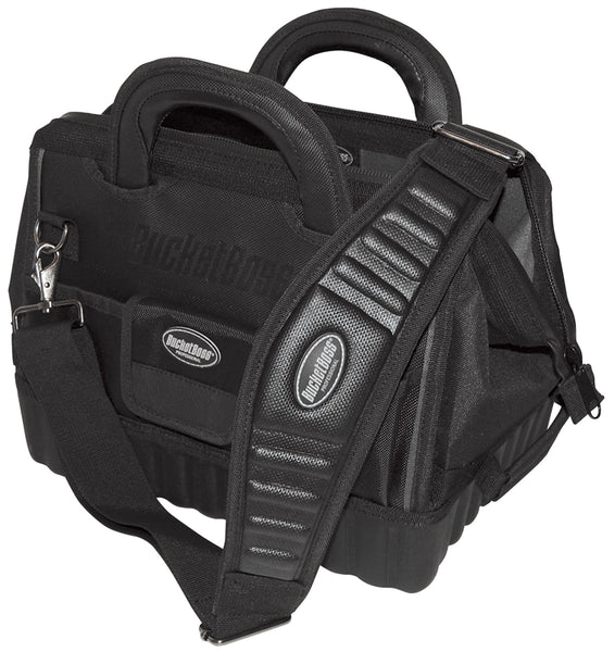Bucket Boss Professional Series 64014 Pro Gatemouth Tool Bag, 14 in W, 9-1/2 in D, 11 in H, 12-Pocket, Poly Fabric