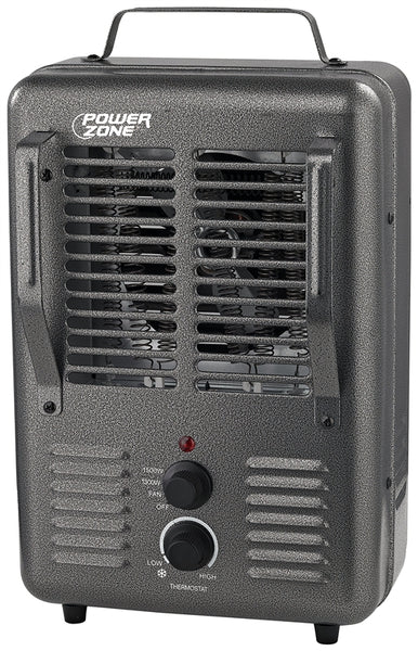 PowerZone BNS-15U3 Deluxe Portable Utility Heater, 12.5 A, 120 V, 1300/1500 W, 2-Heating Stage, Gray