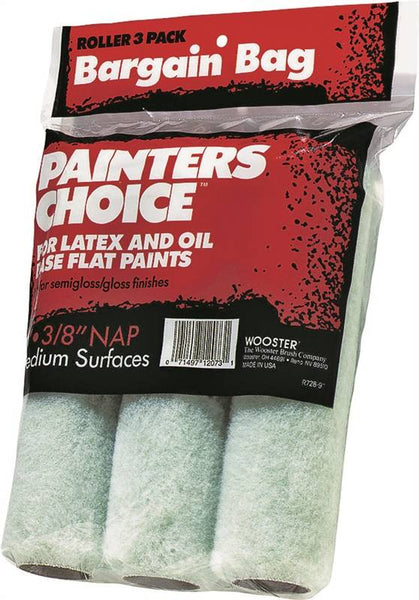 WOOSTER R728-9 Paint Roller Cover, 3/8 in Thick Nap, 9 in L, Knit Fabric Cover, Mint Green