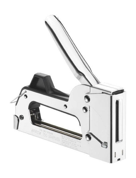 Arrow T55C Staple Gun Tacker, 1/4 to 9/16 in L Leg, Steel Staple, Silver