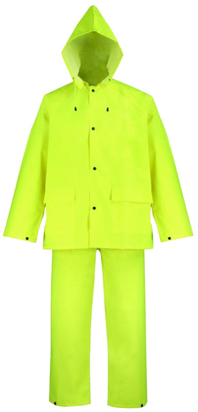 Diamondback OX025PU-XXXL Rain Suit, 3XL, 31-1/2 in Inseam, Polyester, Hi-Viz Yellow, Comfortable Oxford Polyester Collar