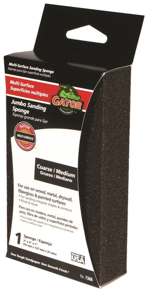 Gator 7308 Sanding Sponge, 5 in L, 3 in W, Coarse, Medium, Aluminum Oxide Abrasive