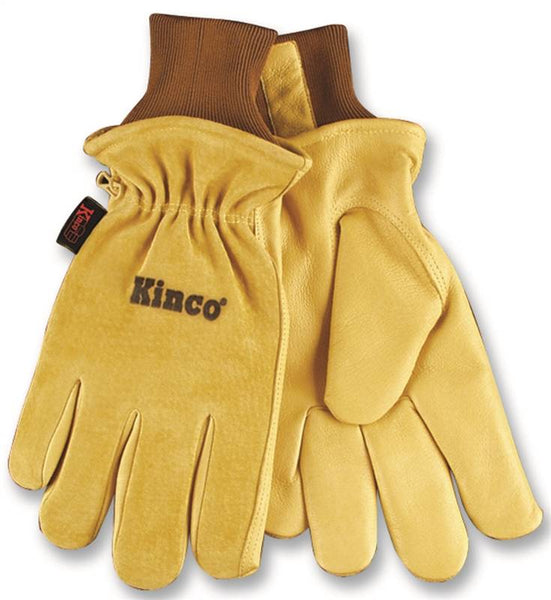 Heatkeep 94HK-L Protective Gloves, Men's, L, 13 in L, Keystone Thumb, Knit Wrist Cuff, Pigskin Leather, Gold