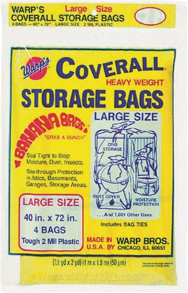 Wrap's Banana Bags CB-40 Storage Bag, L, Plastic, Yellow, 40 in L, 72 in W, 2 mil Thick