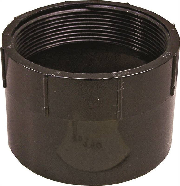 CANPLAS 102892BC Pipe Adapter, 2 in, FNPT x Hub, ABS, Black, SCH 40 Schedule