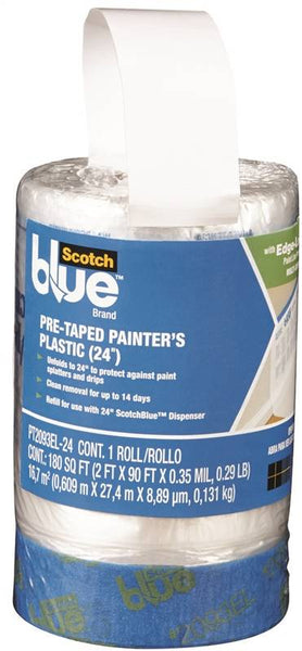 ScotchBlue PT2093EL-24 Painter's Tape, 30 yd L, 24 in W, Crepe Paper Backing, Blue