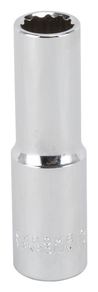 Vulcan MT6528974 Drive Socket, 13 mm Socket, 1/2 in Drive, 12-Point, Chrome Vanadium Steel, Chrome