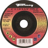 Forney 71875 Grinding Wheel, 4 in Dia, 1/8 in Thick, 5/8 in Arbor, 30 Grit, Medium, Aluminum Oxide Abrasive