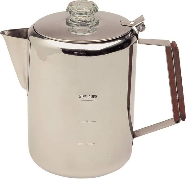 Texsport 13215 Percolator, 9 Cups Capacity, Stainless Steel
