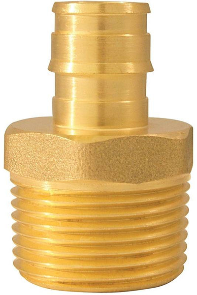 Apollo Valves ExpansionPEX Series EPXMA1234 Reducing Pipe Adapter, 1/2 x 3/4 in, Barb x MNPT, Brass, 200 psi Pressure