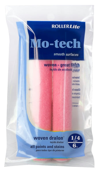 RollerLite Mo-Tech 6MT025D Mini Roller Cover Refill, 1/4 in Thick Nap, 6 in L, Dralon Cover, Pink