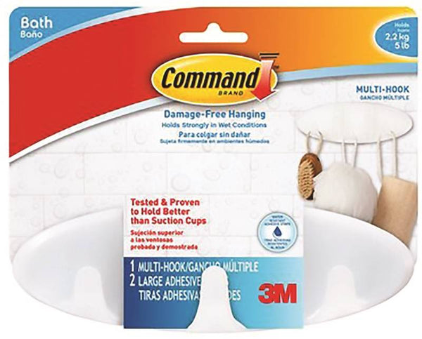 Command BATH21-ES Bath Multi-Hook, Plastic, Frosted