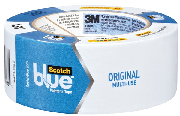 ScotchBlue 2090-48A Painter's Tape, 60 yd L, 1.88 in W, Crepe Paper Backing, Blue