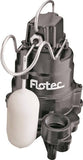 Flotec FPSC3350A Sump Pump, 1-Phase, 9.8 A, 115 V, 0.33 hp, 1-1/2 in Outlet, 24 ft Max Head, 2400 gph, Iron