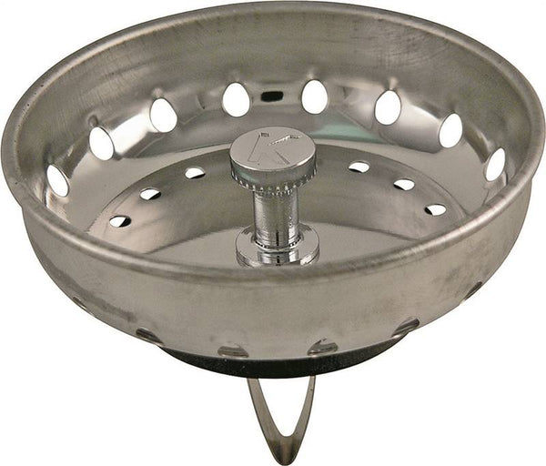 Plumb Pak PP820-50 Basket Strainer with Spring Style Post, 3.15 in Dia, Stainless Steel, For: Sink