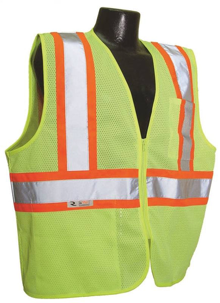 RADWEAR SV22-2ZGM-2X Economical Safety Vest, 2XL, Unisex, Fits to Chest Size: 30 in, Polyester, Green, Zipper Closure