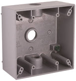 HUBBELL 5333-0 Weatherproof Box, 3 -Outlet, 1 -Gang, Aluminum, Gray, Powder-Coated