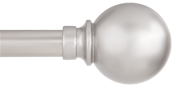 Kenney KN80103 Curtain Rod, 3/4 in Dia, 66 to 120 in L, Metal, Brushed Nickel