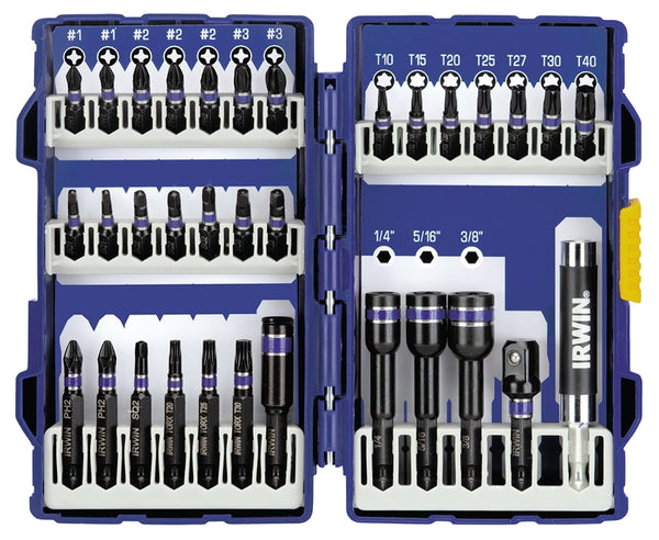 IRWIN 1840315 Fastener Drive Set, 33-Piece, Steel, Black Oxide