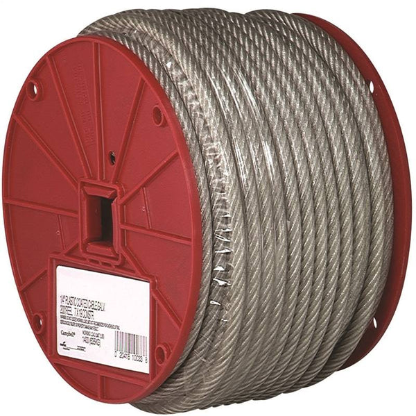 Campbell 7000497 Aircraft Cable, 1/8 in Dia, 250 ft L, 340 lb Working Load, Steel
