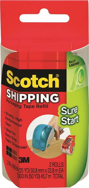 Scotch DP-1000-RR-2 Packaging Tape, 22.8 m L, 48 mm W, Clear