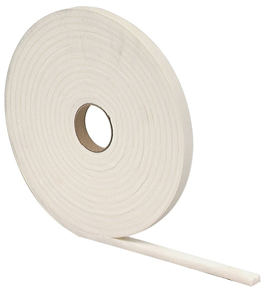 M-D 02733 Foam Tape, 3/8 in W, 17 ft L, 3/16 in Thick, PVC, White