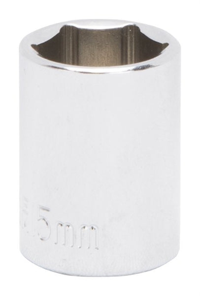 Vulcan MT6499420 Drive Socket, 15 mm Socket, 3/8 in Drive, 6-Point, Chrome Vanadium Steel, Chrome