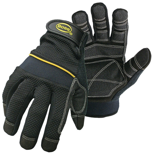 BOSS 5202L Multi-Purpose Utility Gloves, L, Wing Thumb, Wrist Strap Cuff, PVC/Synthetic Leather