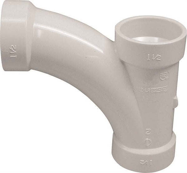 CANPLAS 194302 Combination Tee Pipe Wye, 2 in, Hub, PVC, White, SCH 40 Schedule