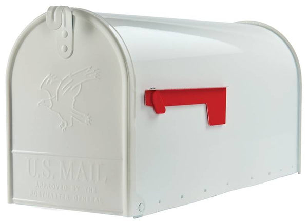 Gibraltar Mailboxes Elite Series E1600W00 Mailbox, 1475 cu-in Capacity, Galvanized Steel, Powder-Coated, 8.7 in W, White